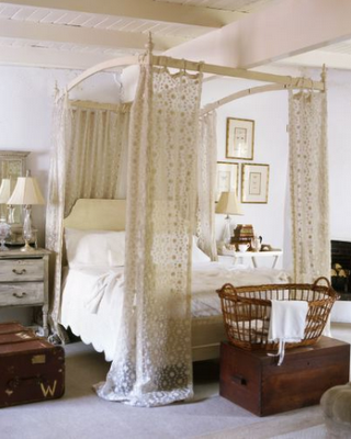 bedroom_bed curtains white cream wood_Frances Janisch photographer ...